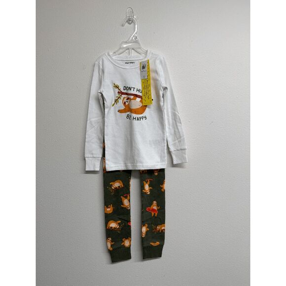 OLD NAVY Unisex Toddler Printed Long-Sleeve Pajama Set - White/Green 5T - Picture 1 of 5